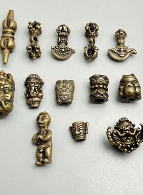 个性藏民族风黄铜金蟾小配饰吊坠佛珠配手串项链大鹏鸟金刚杵配件