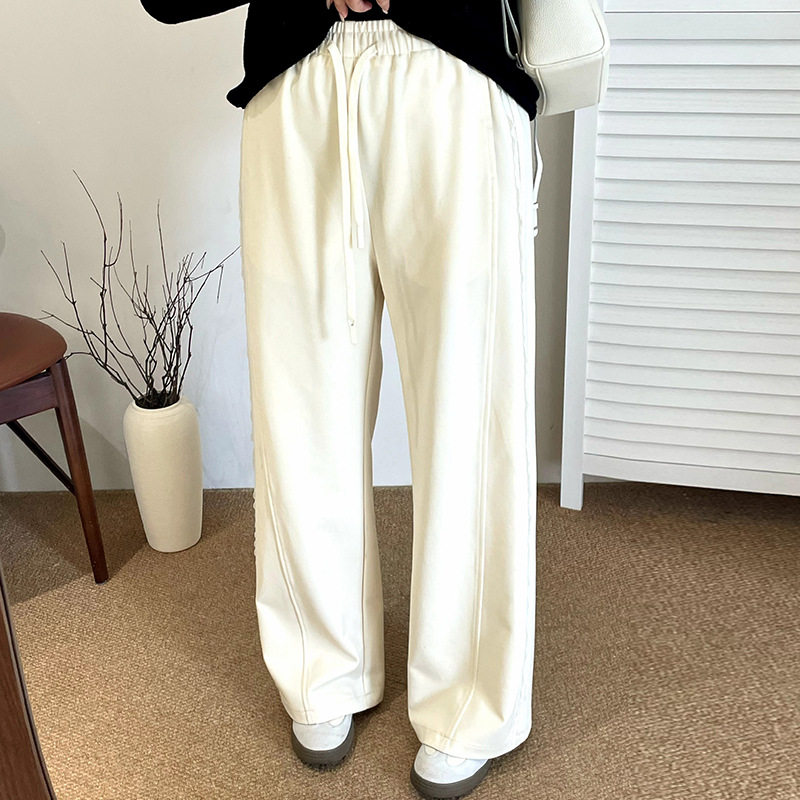 大码女装松紧宽松直筒裤女拖地裤2025秋胖mm休闲阔腿裤NK1270正品