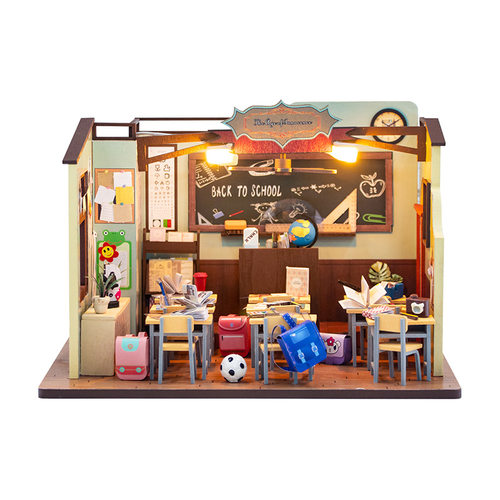 弘达diy小屋纯真年3d立体拼装教室模型学生作业节生日礼物送男女