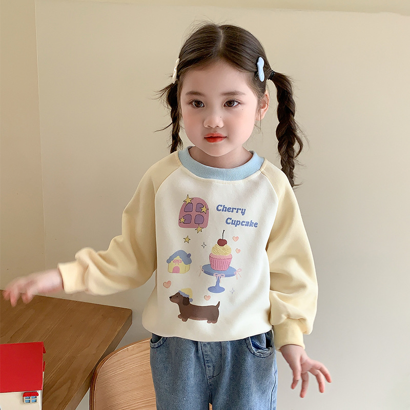 女童卫衣2025新款儿童春秋款休闲上衣女秋季洋气时髦打底衫潮P55，童装卫衣/绒衫，祺妙童装