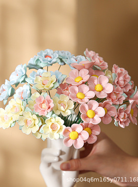 景德镇陶瓷小牡丹花枝传统工艺永生花仿真装饰插花摆摊文创摆件