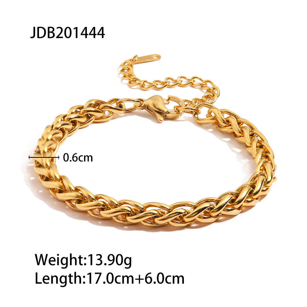 thumbnail for European and American stainless steel Cuban bracelet vacuum plating INS wind light luxury versatile titanium steel bracelet retro jewelry ladies