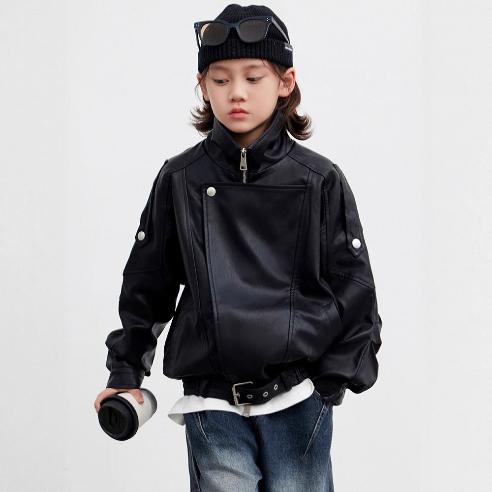 机车皮衣秋装立领夹克时尚