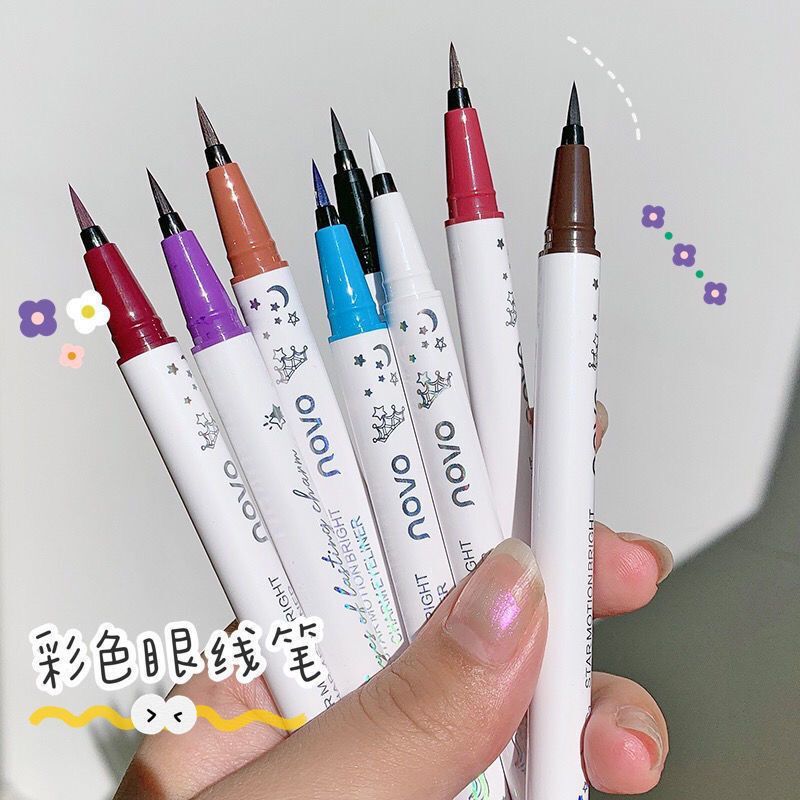 彩妆NOVO彩色眼线笔 女初学者细极细防水不晕染持久眼线液笔软毛