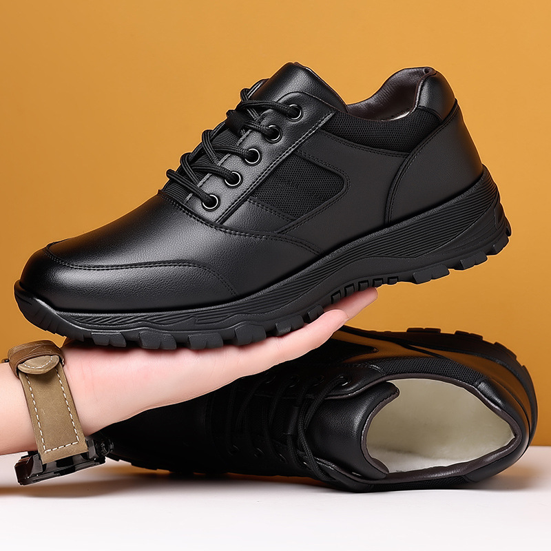 冬季奥古斯都百塔鞋英伦透气士商务休闲鞋牛皮休闲皮鞋加绒男鞋