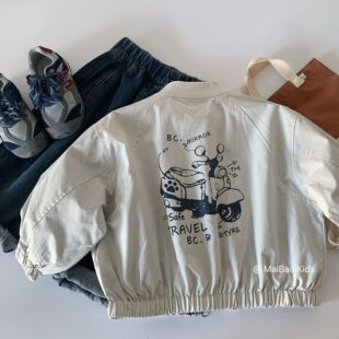 麦童春装外套2026新款儿童两面穿洋气夹克上衣洋气春秋装