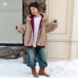 女童2025年冬季新款实用两面穿仿貂毛派克服女大童户外保暖毛外套，童装外套，祺儿童装