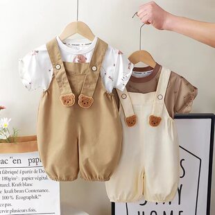 女童背带裤套装夏季2026新款小童夏装衣服洋气夏日女宝宝夏天童装
