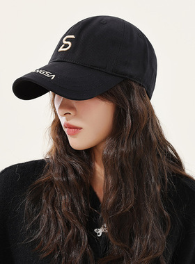 韩国S字母设计休闲百搭棒球帽女男ins博主款显脸小宽檐鸭舌帽子潮