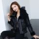 外套羊羔毛领兔毛机车年轻款 新款 皮毛一体端皮草女短款 冬大毛领