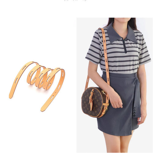 适用lv圆饼包肩带改造老花软饼包斜挎腋下包带手提植鞣革替换