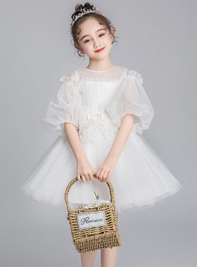 女童晚礼服2025蓬蓬纱小孩花童婚纱儿童演出服洋气日常童礼服