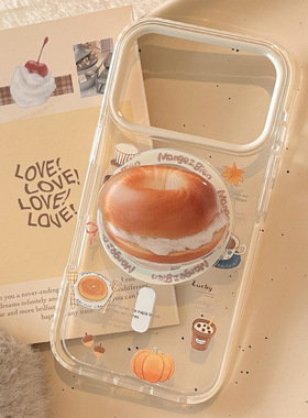 AceCase贝果支架iPhone17苹果16promax适用15手机壳14透明磁吸13美食12小众ins风11软