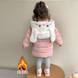 女童猫咪棉服冬季2025新款洋气休闲儿童加厚保暖冬装连帽棉衣P108，童装棉衣，祺妙童装
