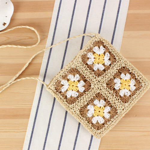 New stylish handmade crochet patchwork woven bag fresh style