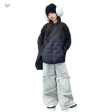 女童校服神器2025年冬季新款中大童两穿拼接外套保暖夹棉冬装上衣，童装外套，祺儿童装