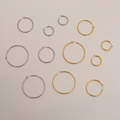 18K包金圈圈耳环女网红百搭夸张耳圈耳扣简约耳饰