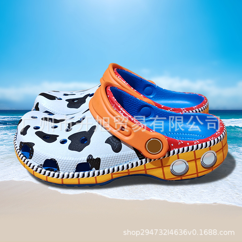 明星奶牛儿童洞洞鞋夏季新款联名款包头凉鞋女童沙滩鞋拖鞋女鞋