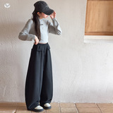 女童2025年冬季新款设计感荷叶边卫裤女大童小俏皮软糯加厚弯刀裤，童装裤子，祺儿童装