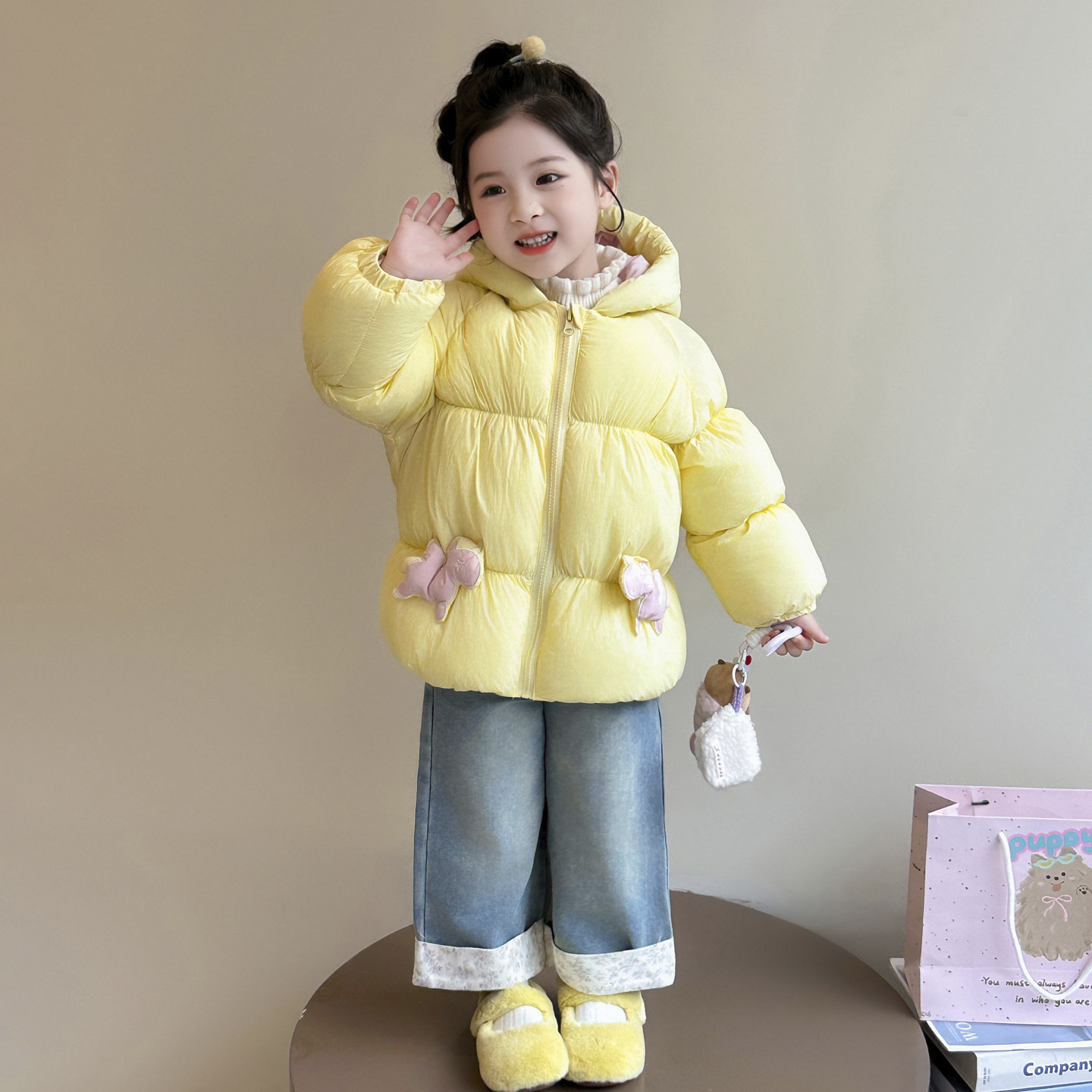 女童韩系百搭棉服冬季2025新款甜美洋气儿童休闲保暖女冬装棉衣，童装棉衣，祺妙童装