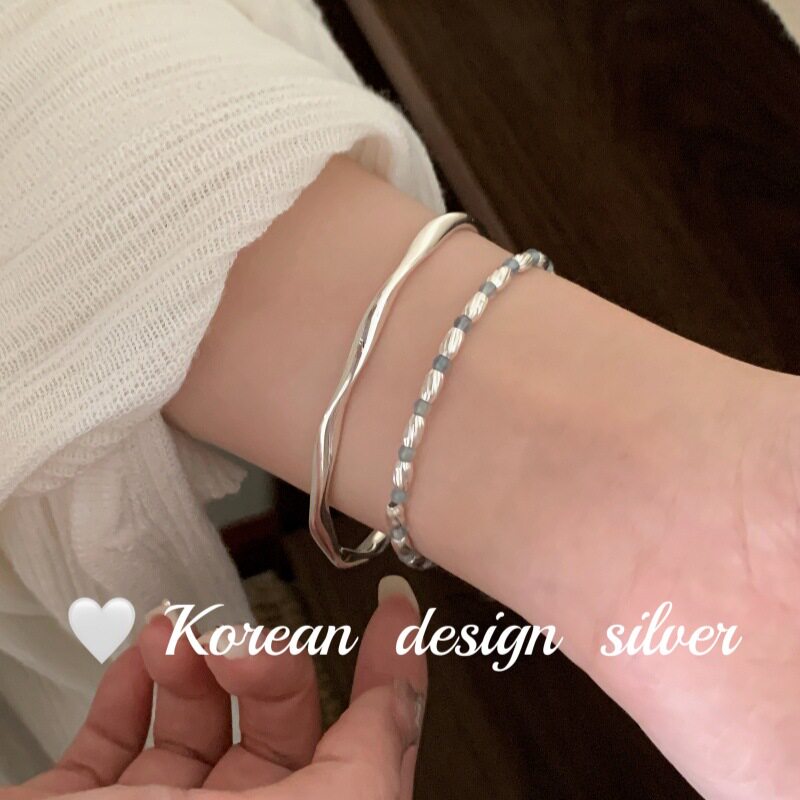 韩版ins风小众银手链饰品S925纯银手链素圈手串百搭轻奢手链女款