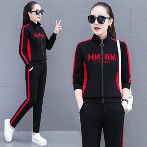 休闲运动套装女2023春秋新款字母印花洋气百搭显瘦卫衣长裤两件套