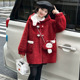 连帽外套 大童中长款 女童红色毛毛大衣冬款 超好看呢子年服2025新款