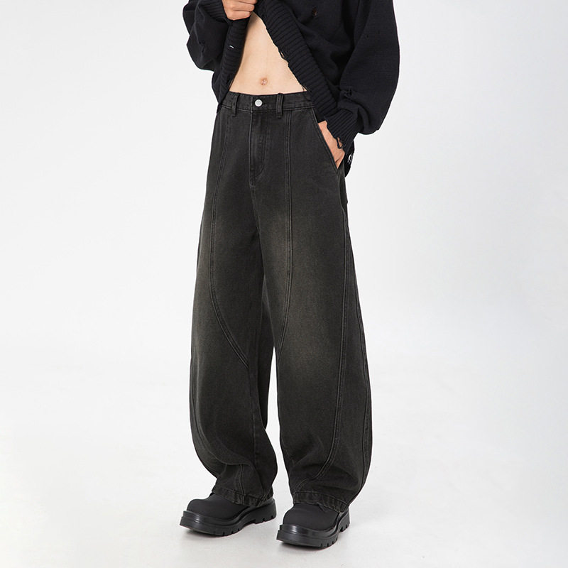牛仔裤秋冬新款水洗做旧宽松直筒休闲长裤L2365-P65控98,男装牛仔裤,电商A362