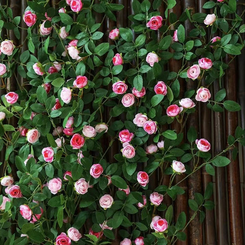 仿真玫瑰花假花吊顶墙面装饰藤条