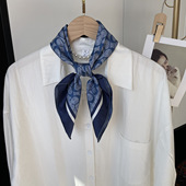 100%桑蚕丝围巾女法式 2024春季 新款 气质真丝丝巾百搭斜纹70方巾