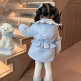 女童棉服冬季2025新款洋气儿童连帽收腰棉衣女爱莎公主棉袄外套，童装棉衣，祺妙童装