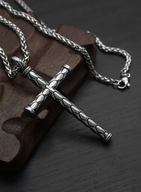 十字架吊坠复古朋克项链龙鳞
