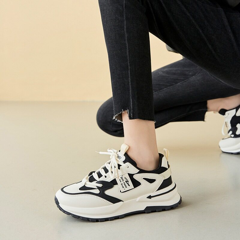 ZHR厚底老爹鞋女2023新款韩版百搭运动鞋ins潮撞色休闲熊猫跑步鞋