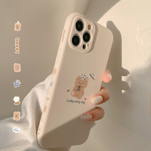 侧边cartoon bear soft case适用iphone 11 12 13 14 15 16 17 pro max XR XS MAX 7 8 PLUS