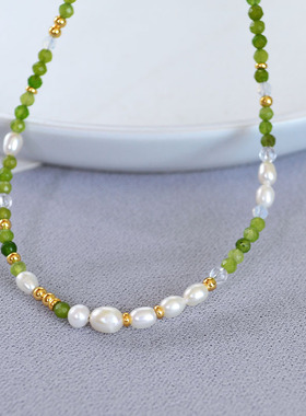小众设计夏日清新项链真石串珠女