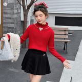 女童2025年秋冬新款公主风泡珠蝴蝶结毛衣女大童韩式学院毛毛上衣，童装毛衣，祺儿童装