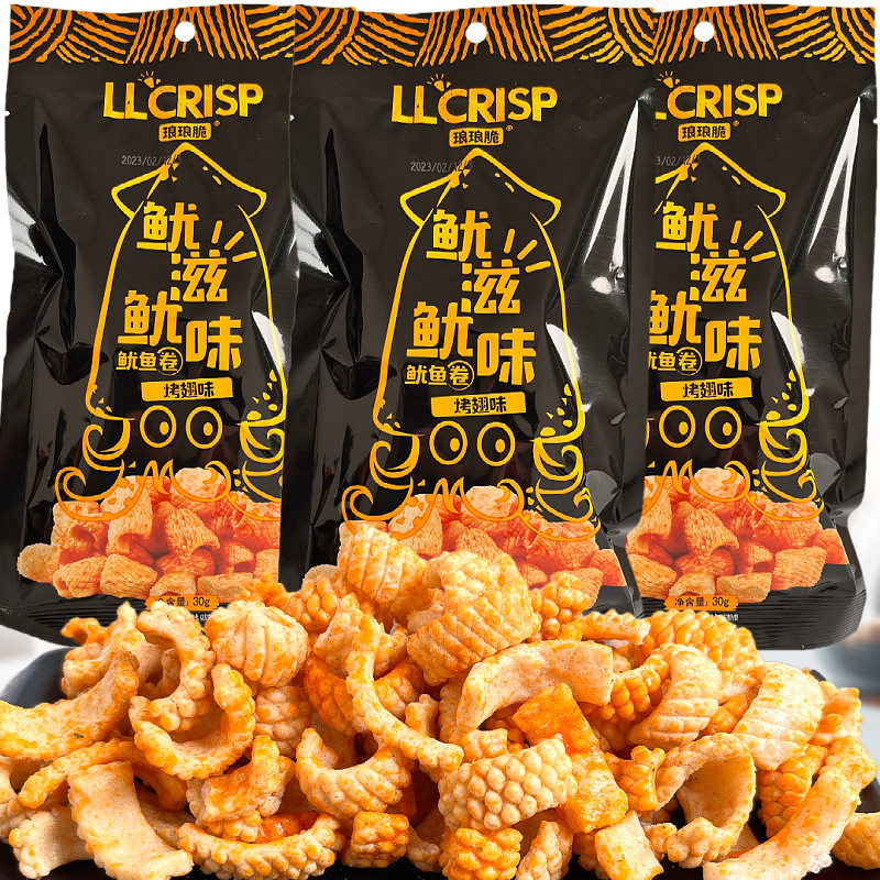 琅琅脆鱿滋鱿味鱿鱼卷烤翅味膨化食品休闲网红零食薯条薯片条