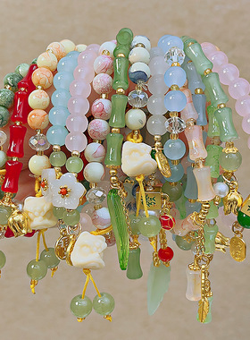 手工串珠玻璃手链甜美少女学生手串外出百搭手饰品送闺蜜礼品手环