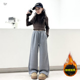 女童秋冬加绒卫裤2025年新款小马绣花弯刀裤中大童休闲阔腿裤长裤，童装裤子，祺儿童装