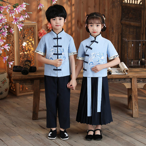 六一儿童夏汉服童国学服书童古装开笔礼小学生朗诵中国风演出服装