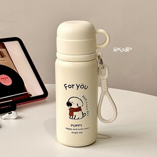 韩系简约小众学生不撞款吸管水杯ins女生颜值不锈钢三饮保温杯