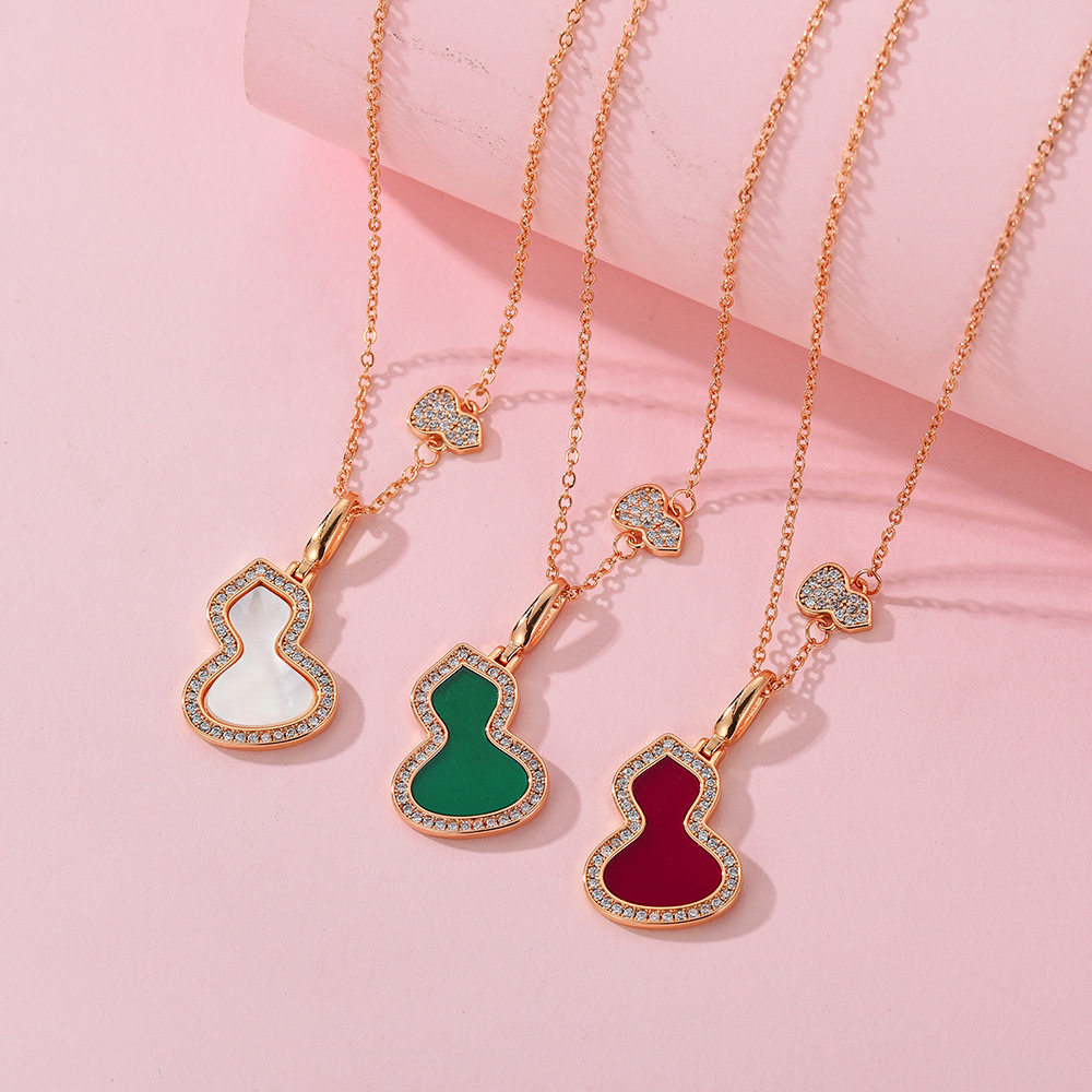 925银精工红玛瑙葫芦项链女国潮气质小众设计级感白贝母锁骨链