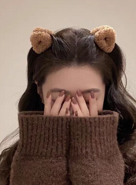 毛绒猫耳朵发夹女侧边夹刘海碎发小抓夹可爱公主头鲨鱼夹发卡头饰