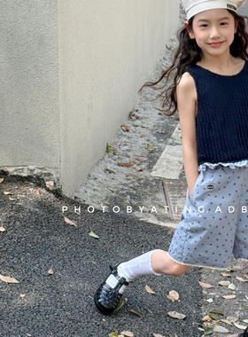 17th second女童花边短裤夏季韩版儿童洋气碎花休闲裤宽松裤子