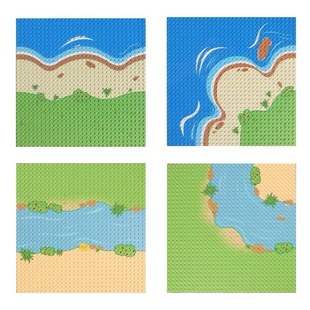 适用于乐高小颗粒积木底板河流军事海岛沙漠情景拼装面板益智玩具