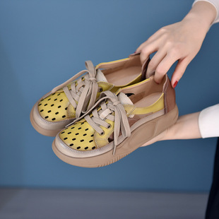 镂空透气软底运动洞洞鞋 7123猪笼鞋 夏季 女款 34新款 真皮厚底内凉鞋