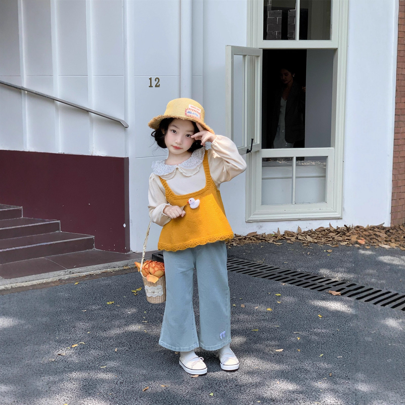 2025喇叭牛仔裤针织背心韩版秋季