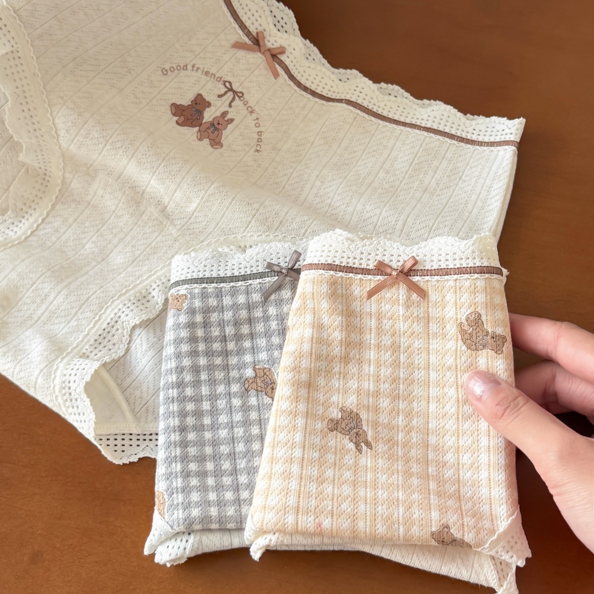 糯谜~治愈系童话世界萌物小熊女内裤A类棉纯棉加长裆短裤10A抑菌