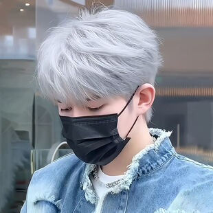 光头专用假发男帽子微分碎盖全头套古风中老年人长发黑色真发日常