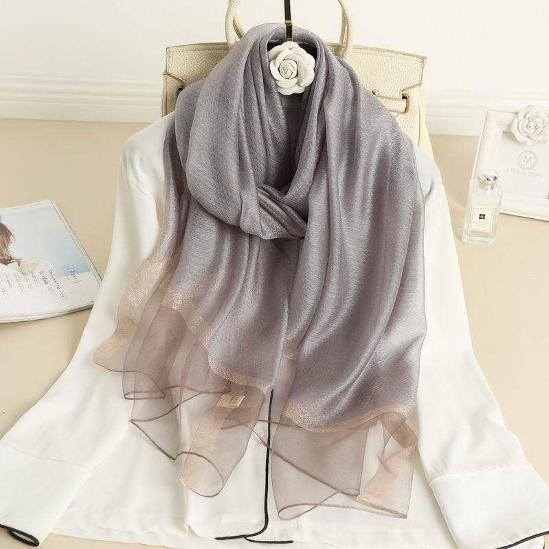 色丝毛围巾秋冬装饰围巾披肩新款纯色真丝羊毛丝巾